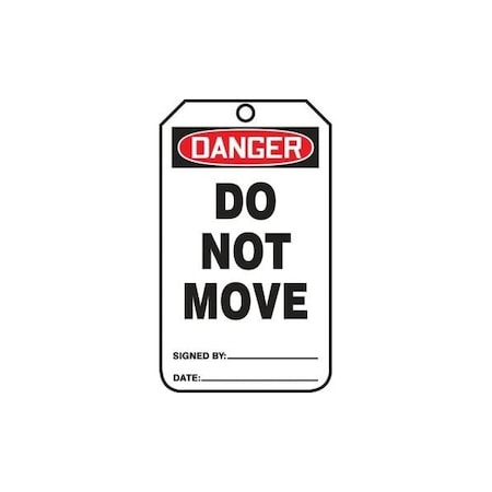 Accuform Safety Tags, DANGER DO NOT MOVE, 5.75in x 3.25in, RP-Plastic, 5PK MDT008PTM